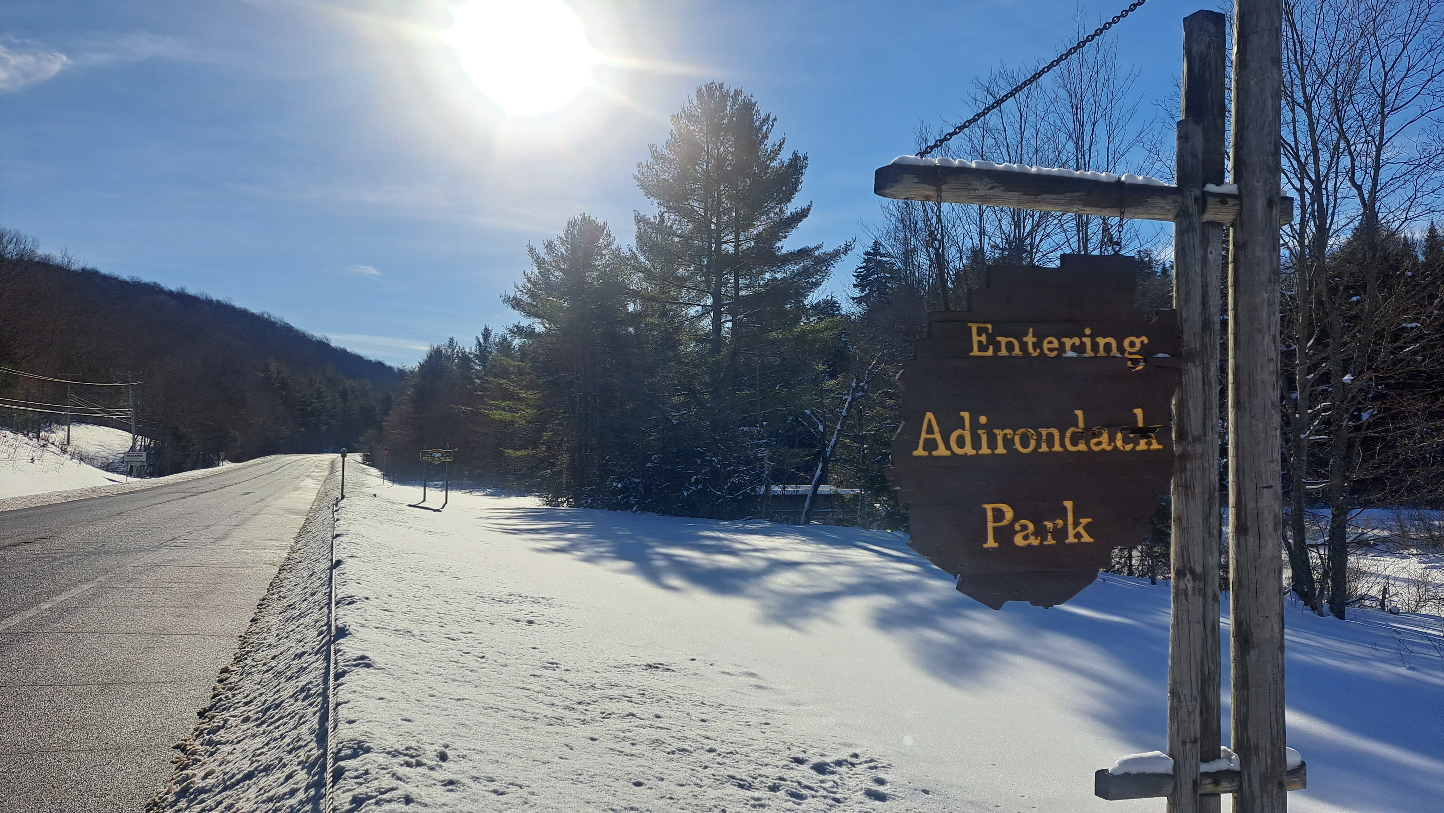 Sign welcoming to the Adirondack Park
