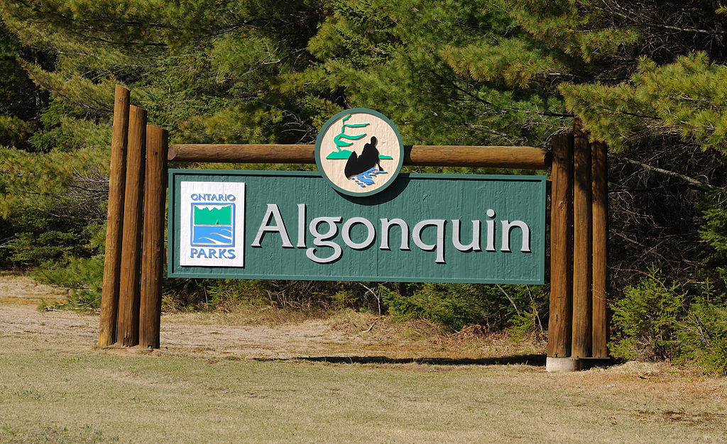 Entrance sign to Algonquin Park in Ontario